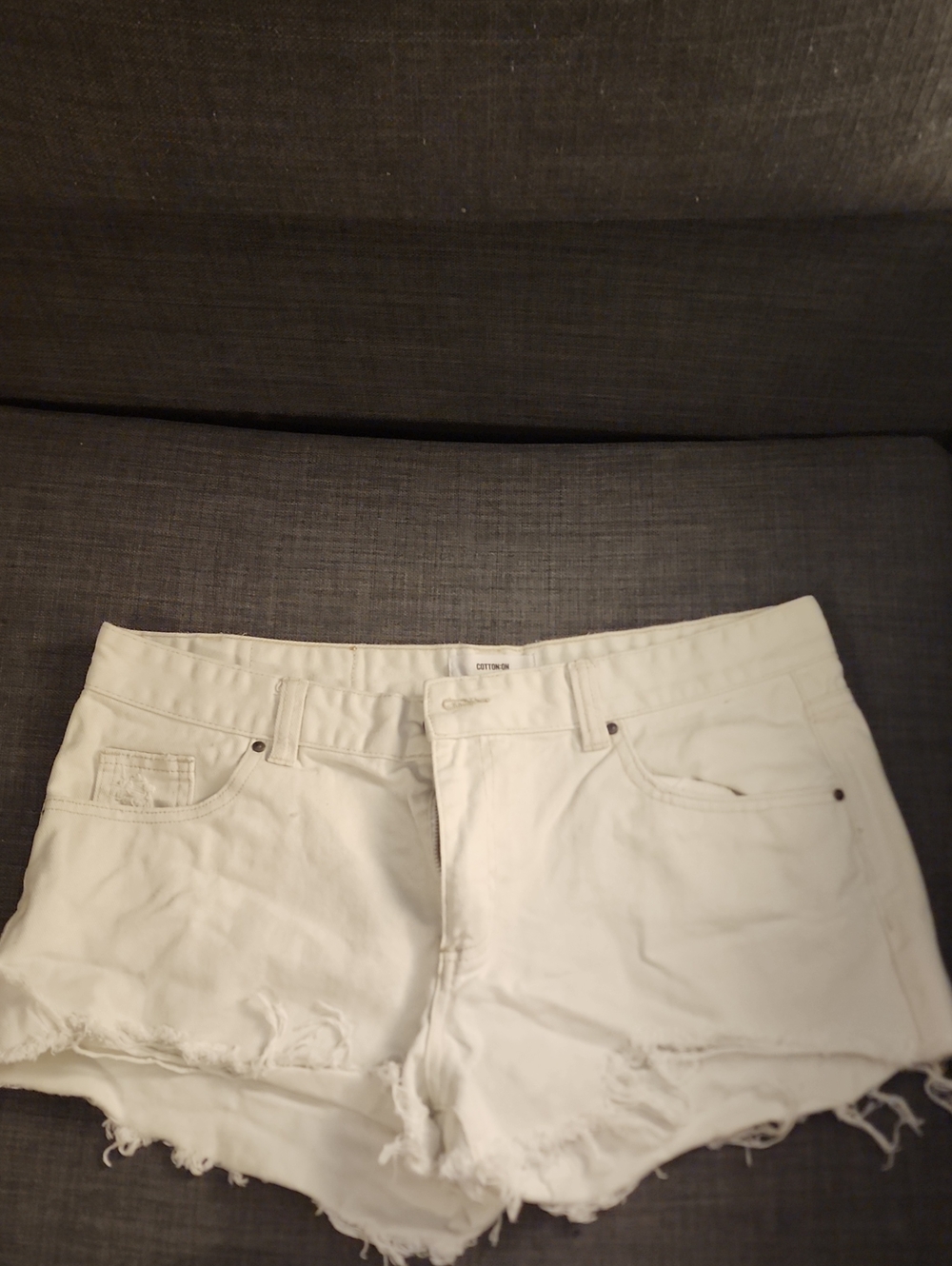 Cotton On White Frayed Hem Denim Shorts